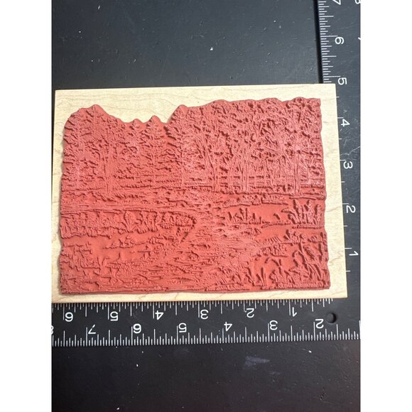 Northwoods Rubber Stamp Scenic Forest River Landscape 2003 - Picture 2 of 3